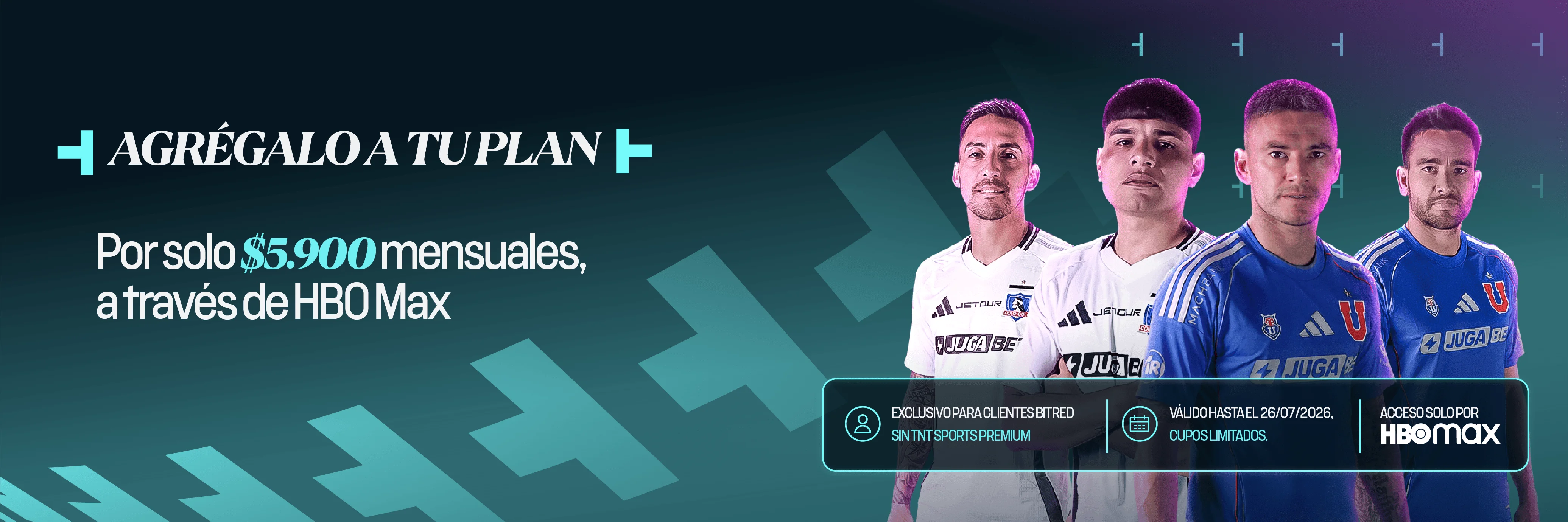 Agrega TNT Sports Premium a tu plan por $5.900 mensuales a través de HBO Max, promoción válida con cupos limitados.