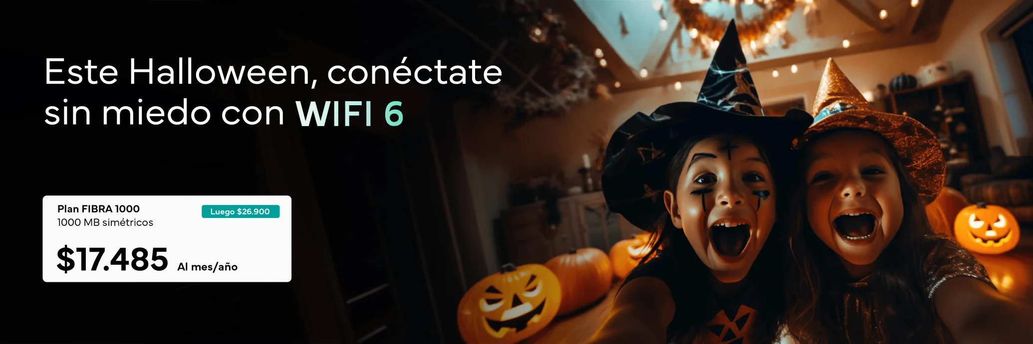 Promoción planes duo fibra de 300 megas con lo mejor del wifi 6 este mes de los sustos junto a Bitred