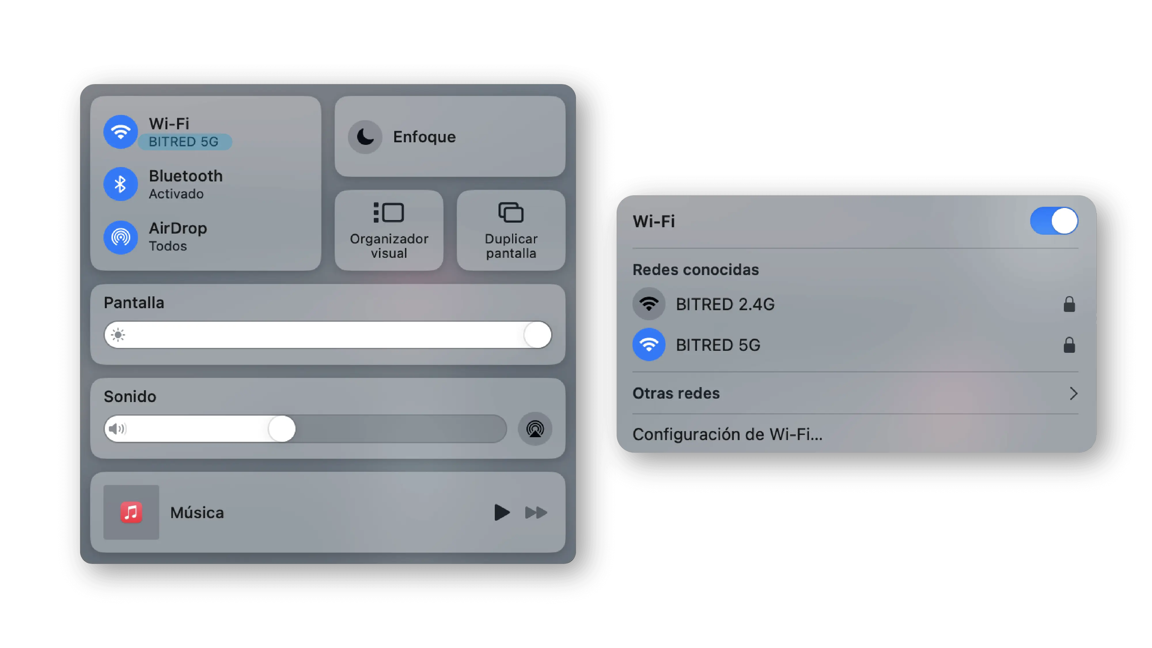 Configuración de iphone de fondo gris en dos imágenes.