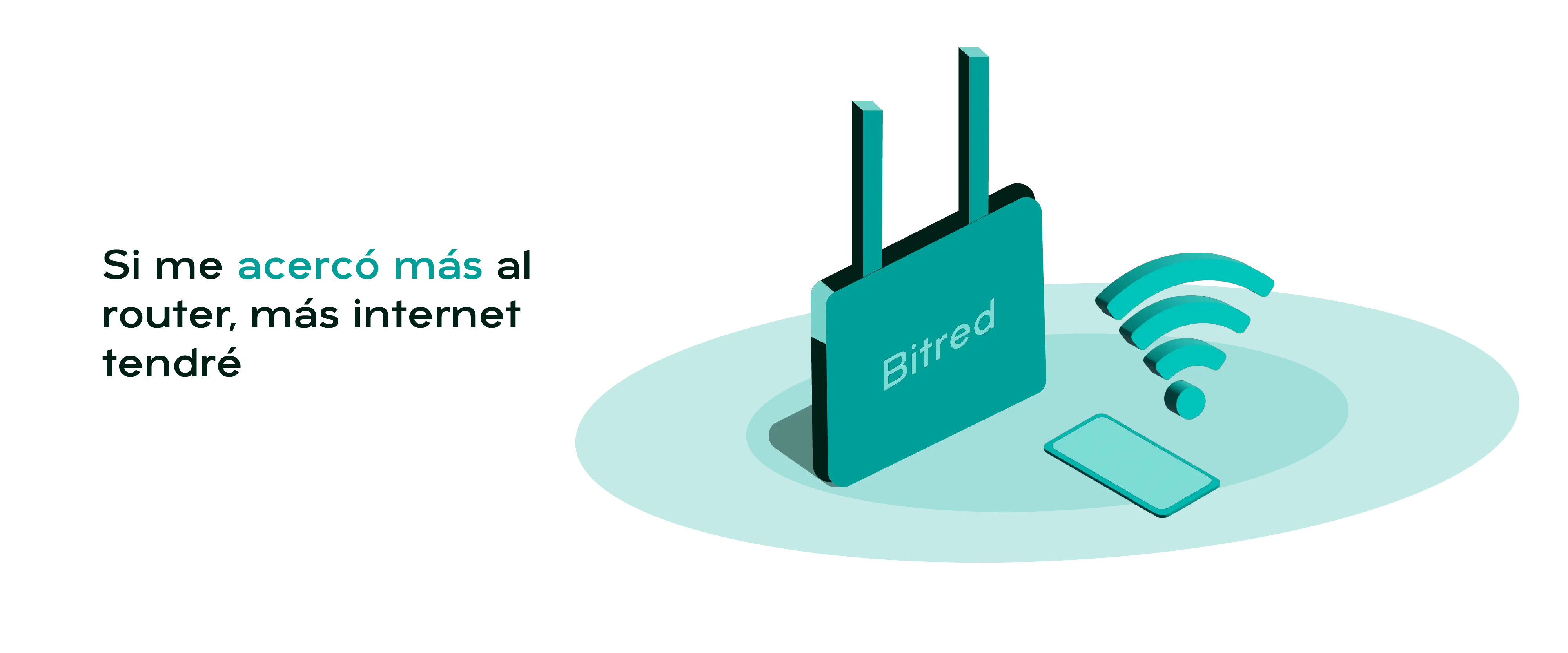 Círculos verdes sobre los cuales hay un router y un dispositivo móvil con un ícono de wifi muy cerca