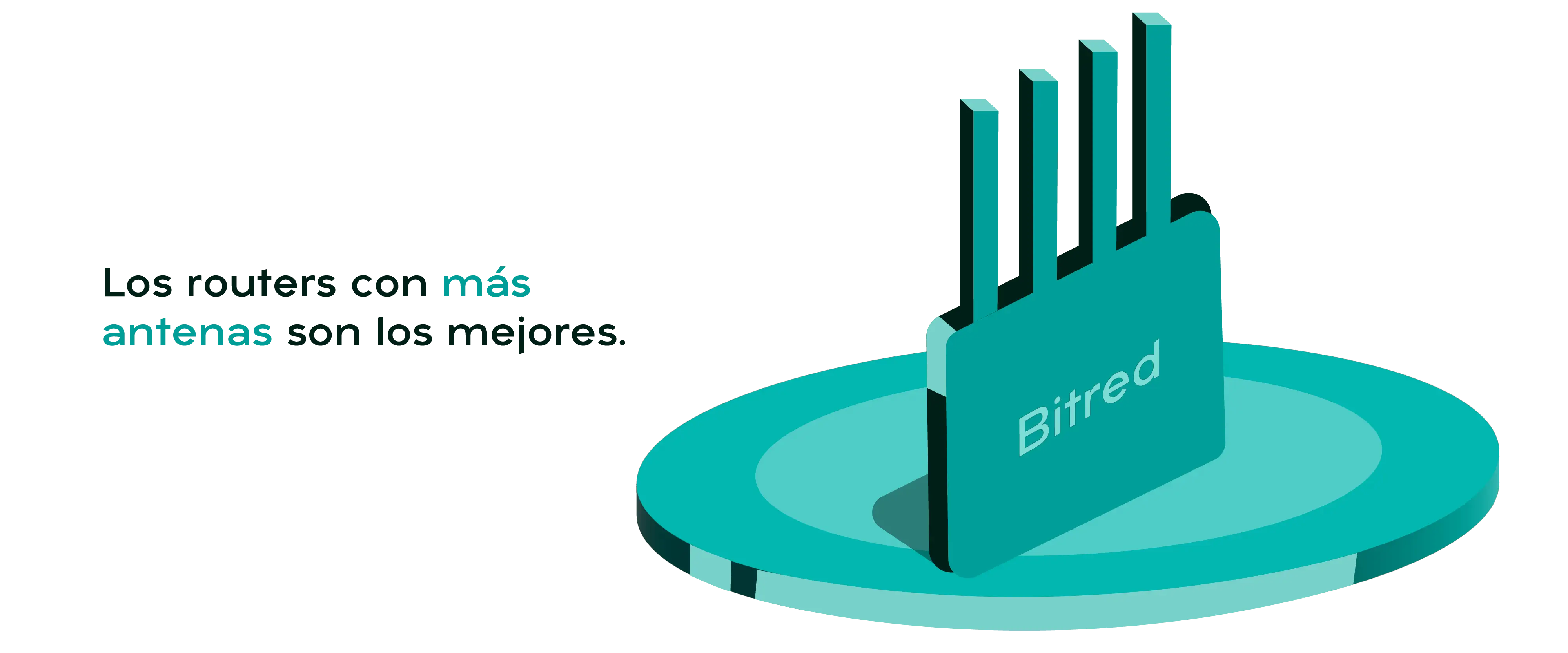 Plataforma circular verde sobre la que hay un router con cuatro antenas