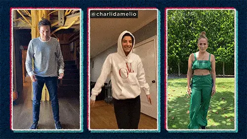 Tres influencers realizando un baile viral de TikTok
